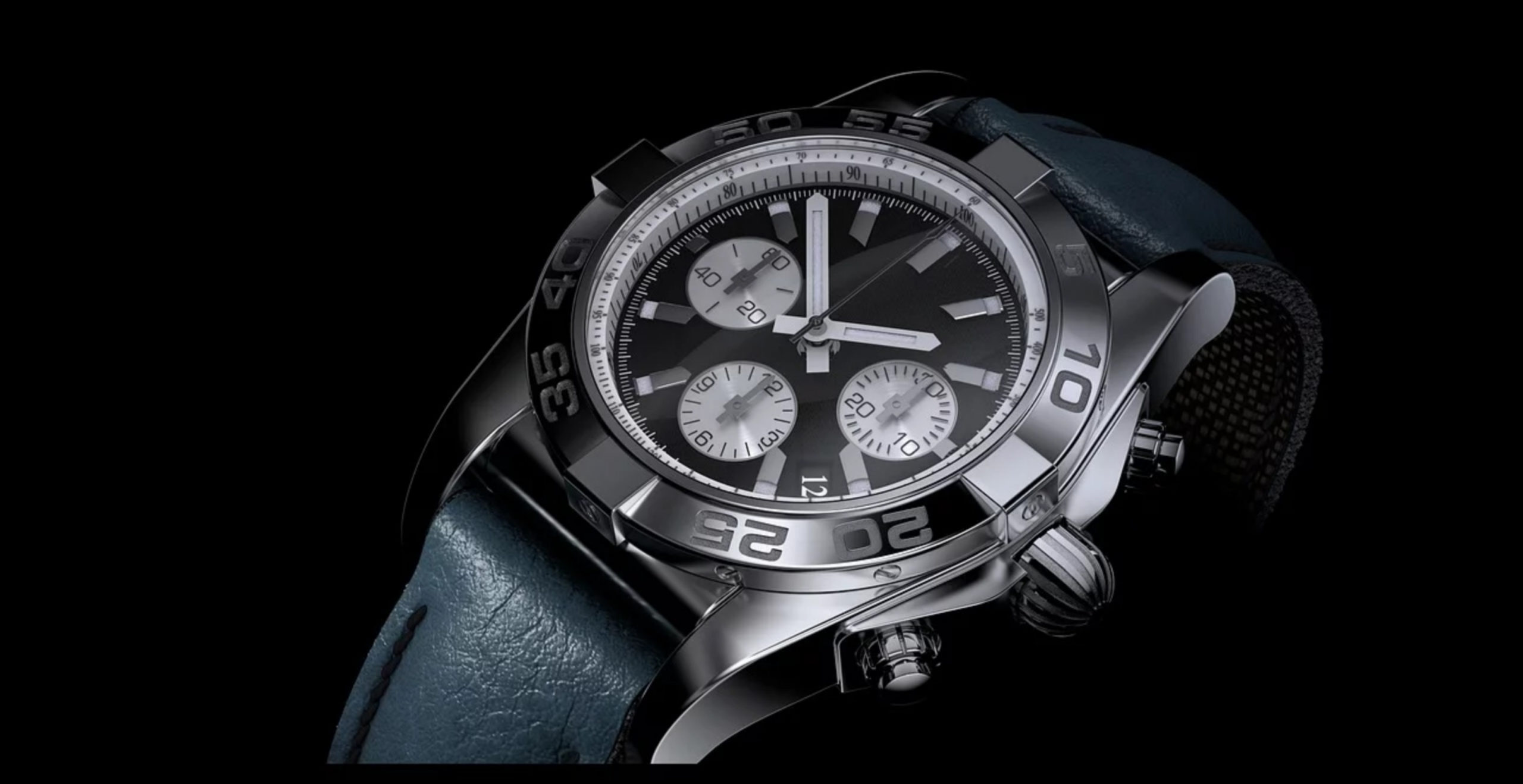 Breitling Chronograph am Lederband Uhrreparatur-Online.de